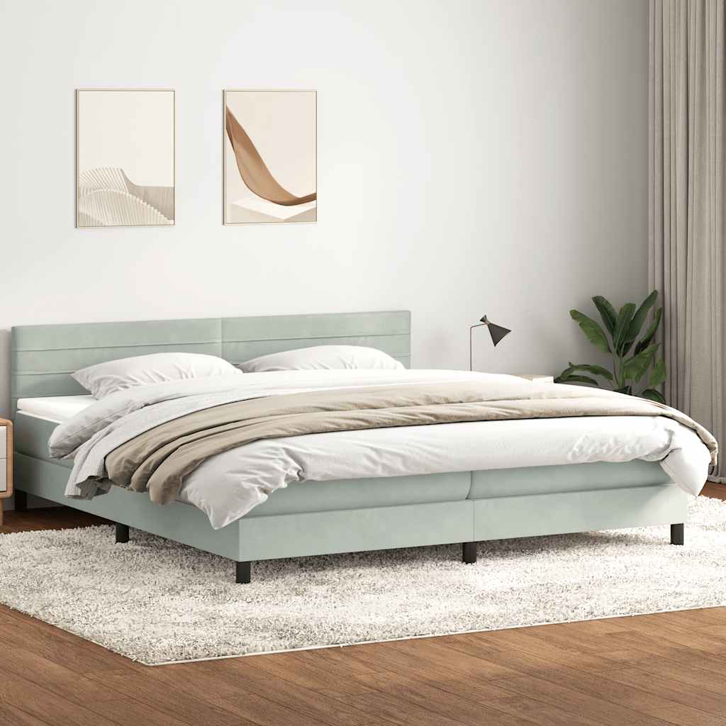 Boxspring met matras fluweel lichtgrijs 200x210 cm