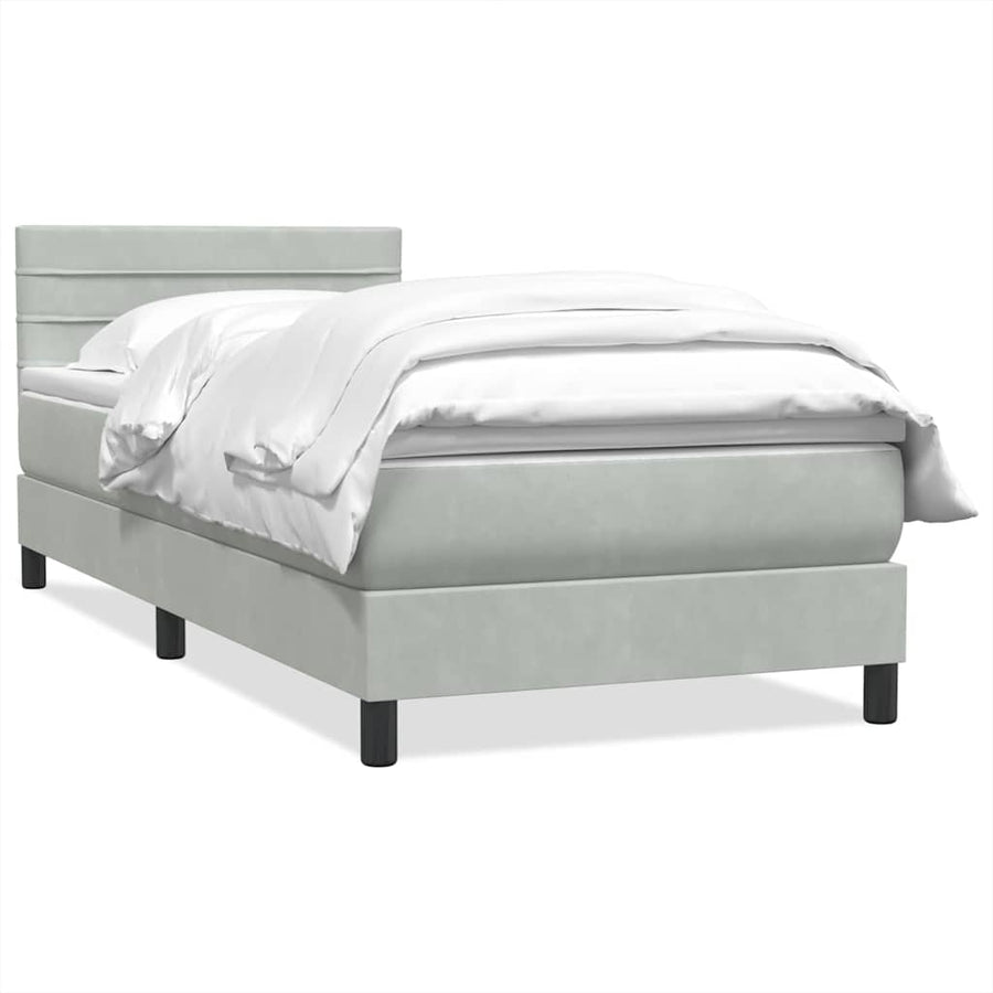 Boxspring met matras fluweel lichtgrijs 80x220 cm