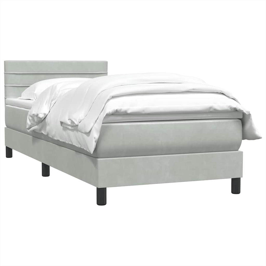 Boxspring met matras fluweel lichtgrijs 80x220 cm