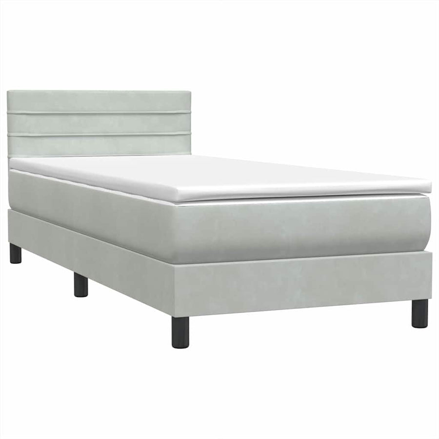 Boxspring met matras fluweel lichtgrijs 80x220 cm