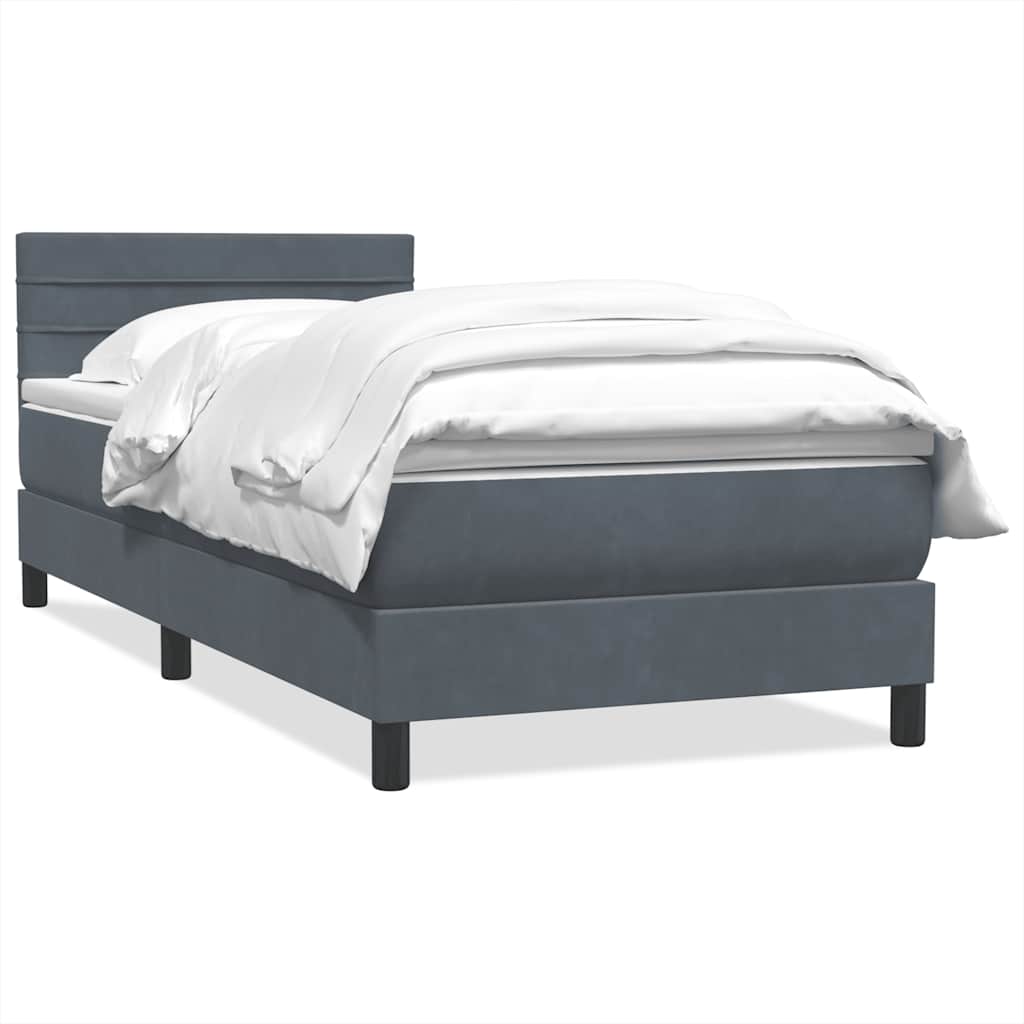 Boxspring met matras fluweel donkergrijs 80x220 cm