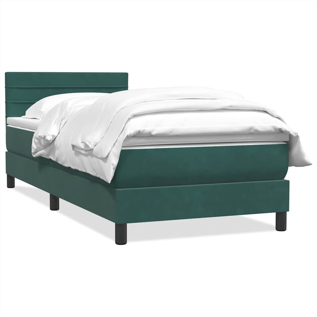 Boxspring met matras fluweel donkergroen 80x220 cm