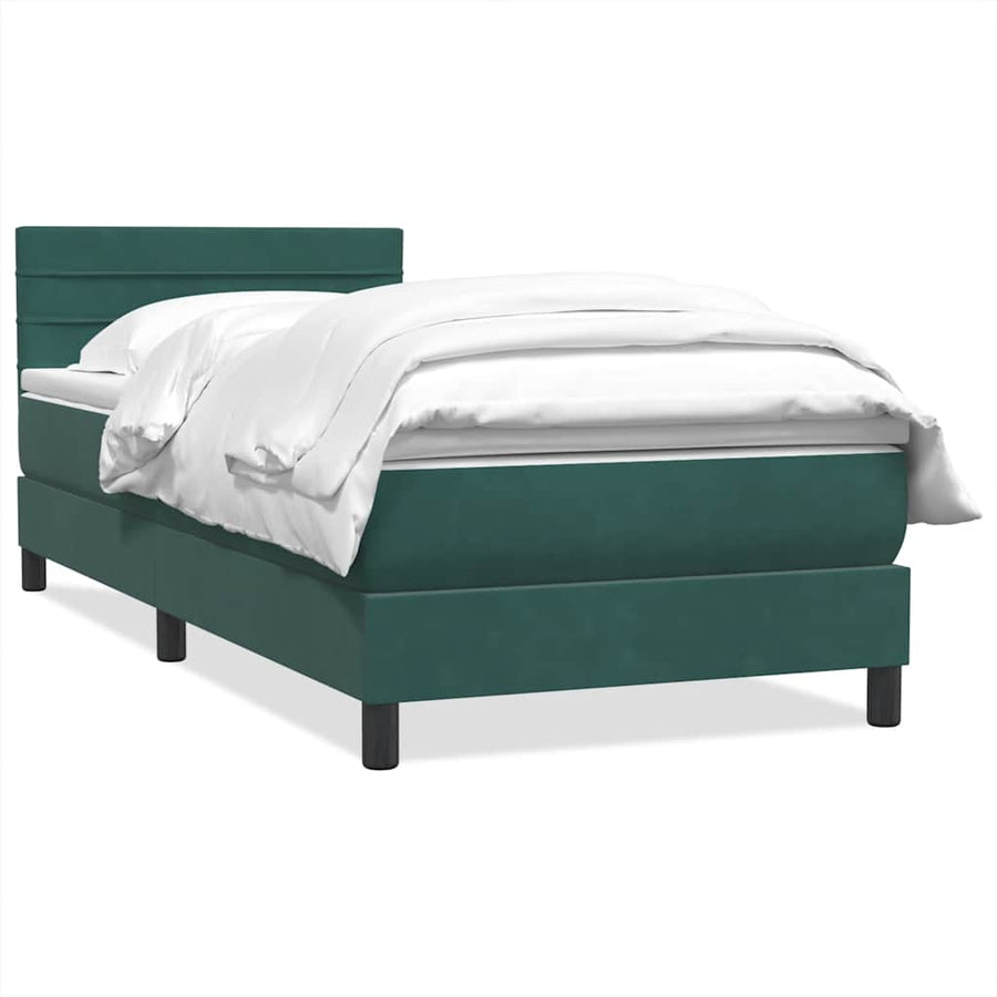 Boxspring met matras fluweel donkergroen 80x220 cm