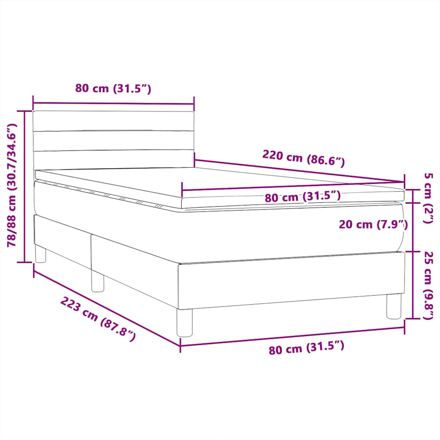 Boxspring met matras fluweel donkergroen 80x220 cm