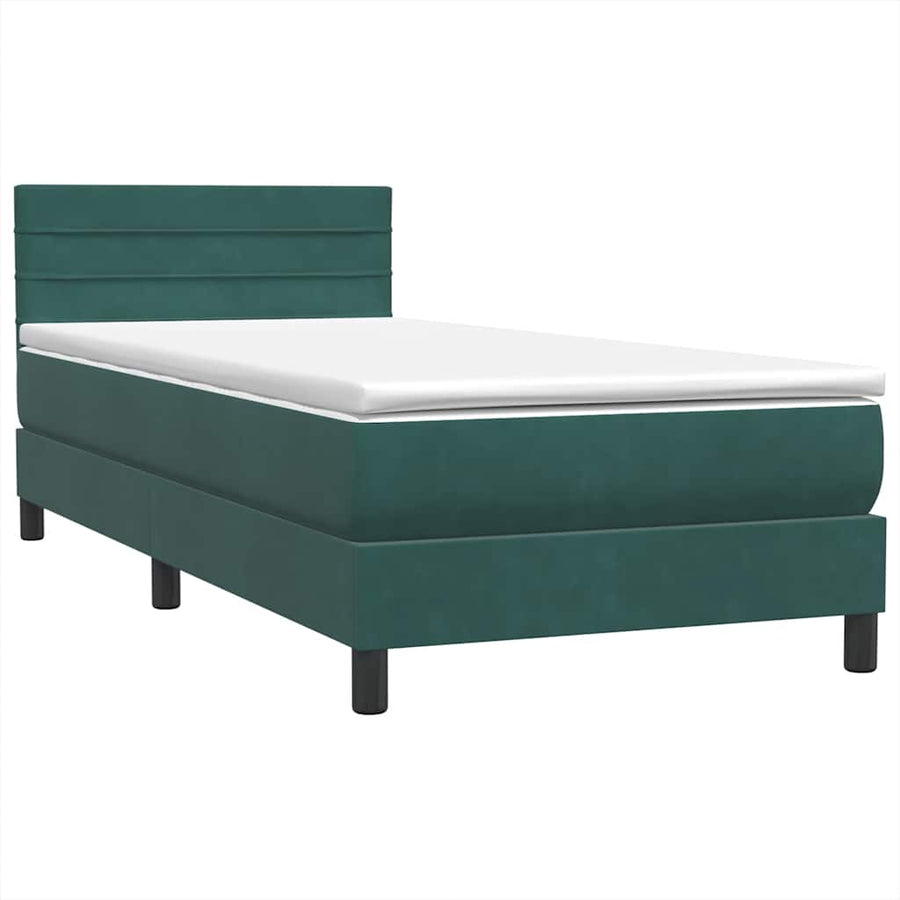 Boxspring met matras fluweel donkergroen 80x220 cm
