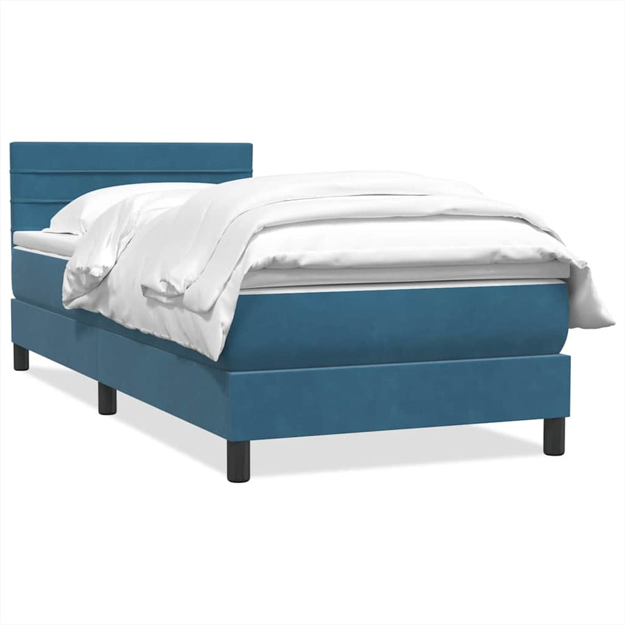 Boxspring met matras fluweel donkerblauw 80x220 cm
