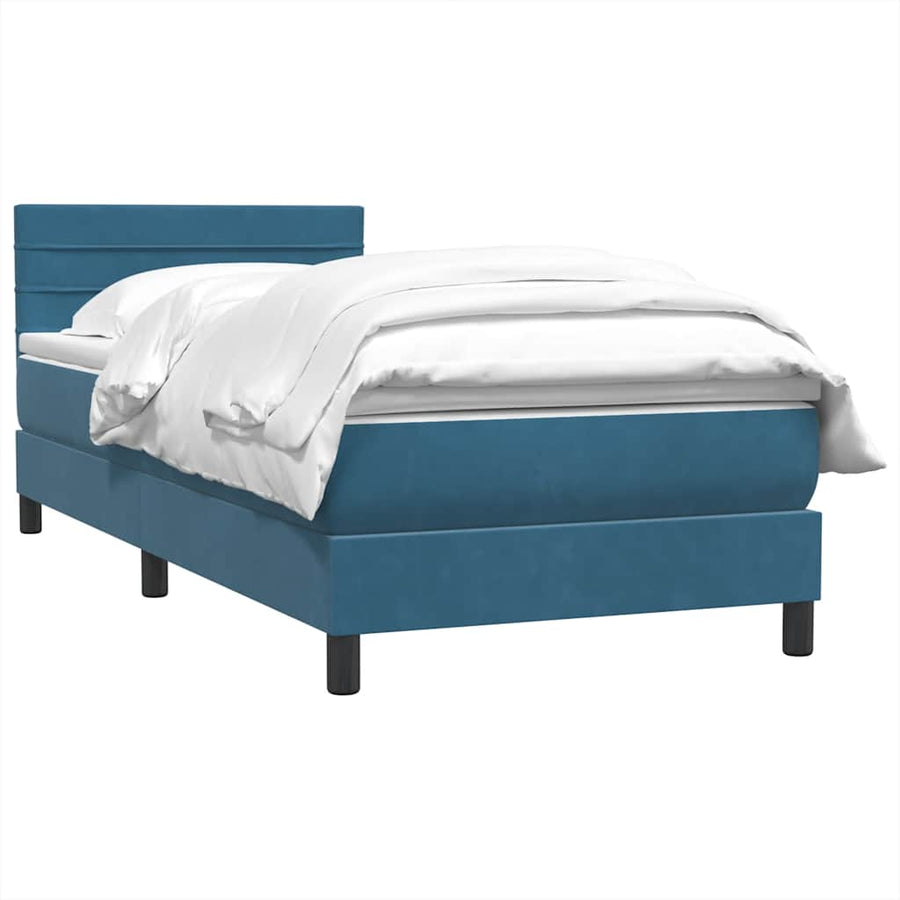 Boxspring met matras fluweel donkerblauw 80x220 cm