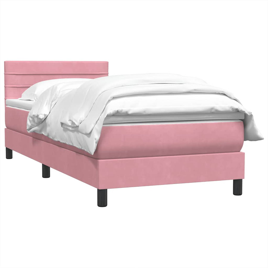 Boxspring met matras fluweel roze 80x220 cm
