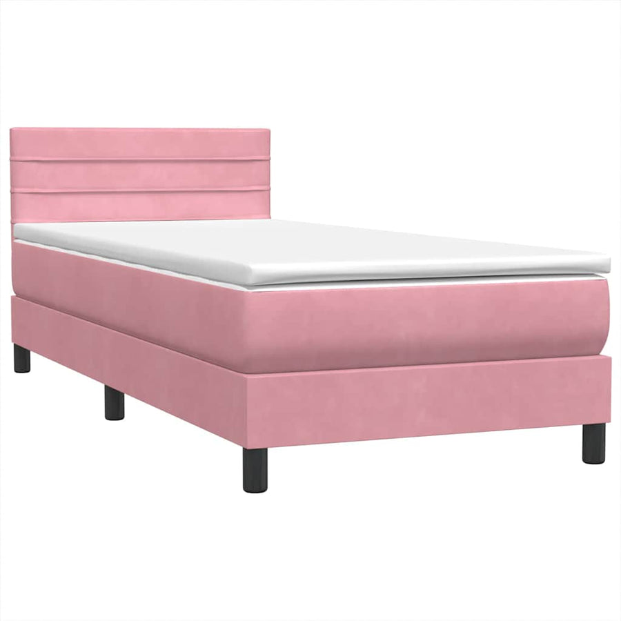 Boxspring met matras fluweel roze 80x220 cm