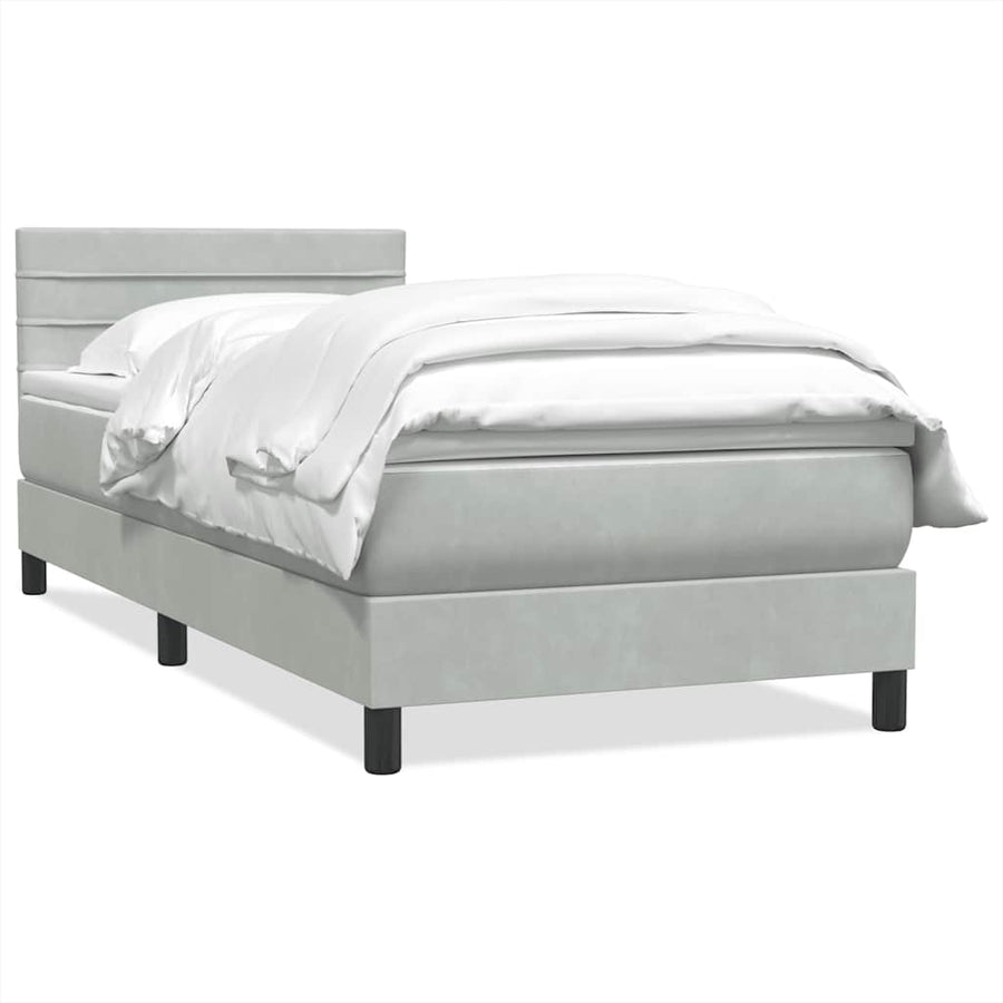 Boxspring met matras fluweel lichtgrijs 90x220 cm