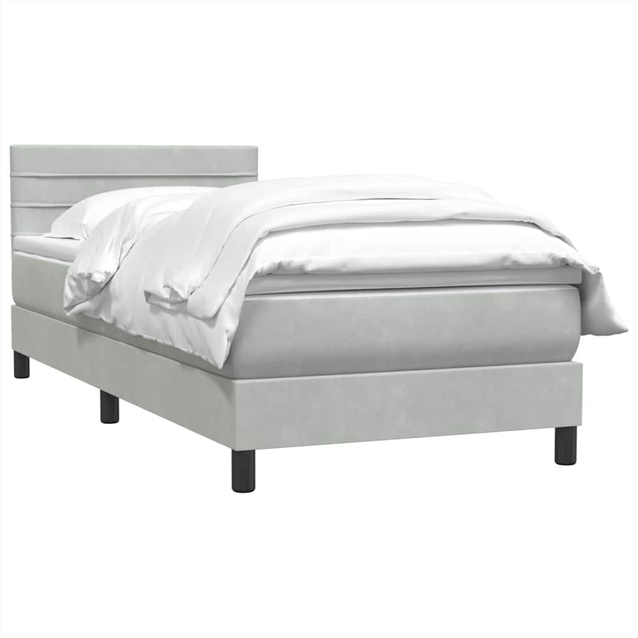 Boxspring met matras fluweel lichtgrijs 90x220 cm