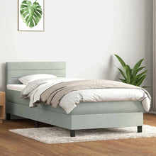 Boxspring met matras fluweel lichtgrijs 90x220 cm