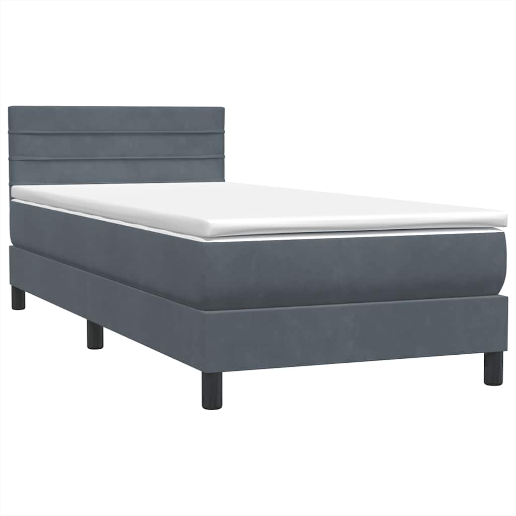 Boxspring met matras fluweel donkergrijs 90x220 cm