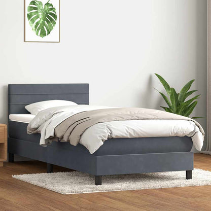 Boxspring met matras fluweel donkergrijs 90x220 cm
