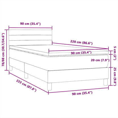 Boxspring met matras fluweel roze 90x220 cm