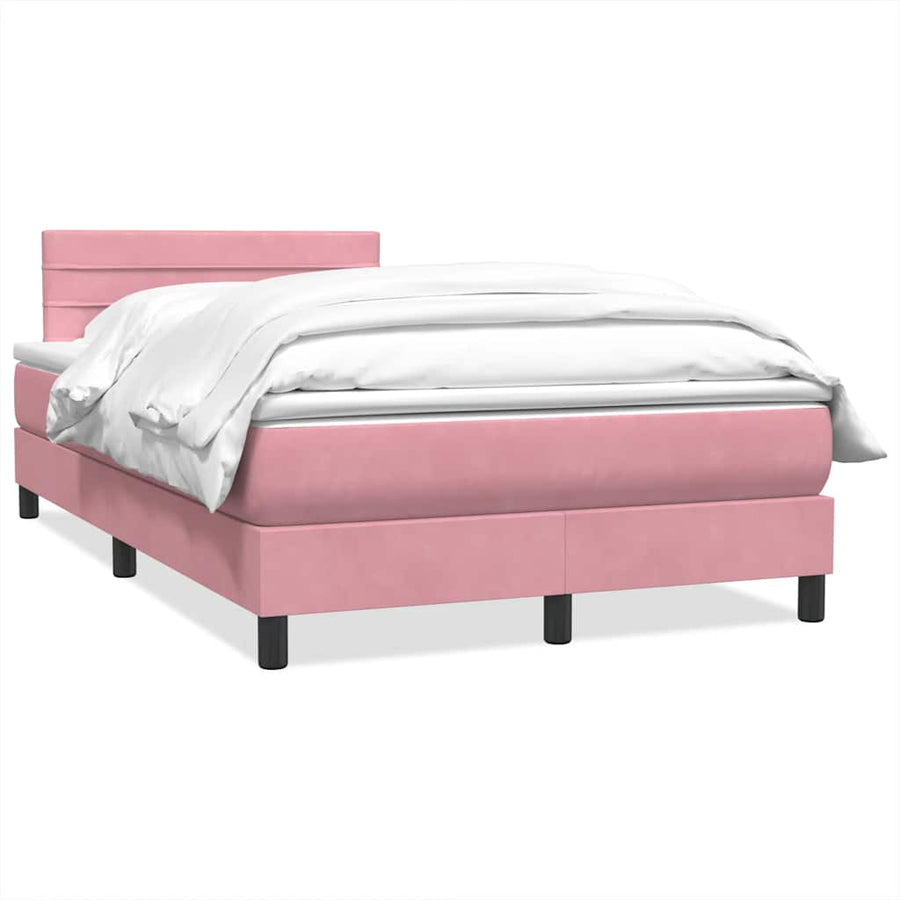 Boxspring met matras fluweel roze 120x220 cm