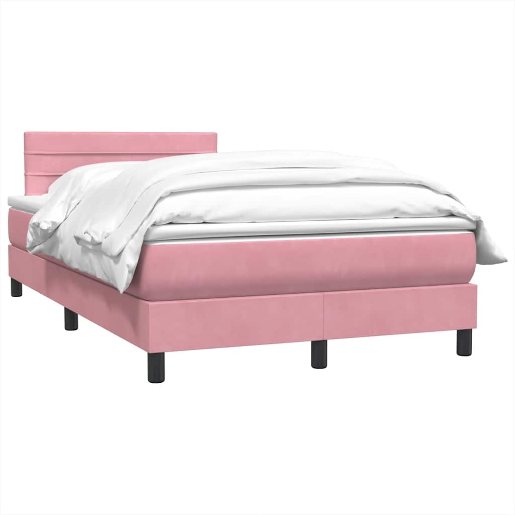 Boxspring met matras fluweel roze 120x220 cm
