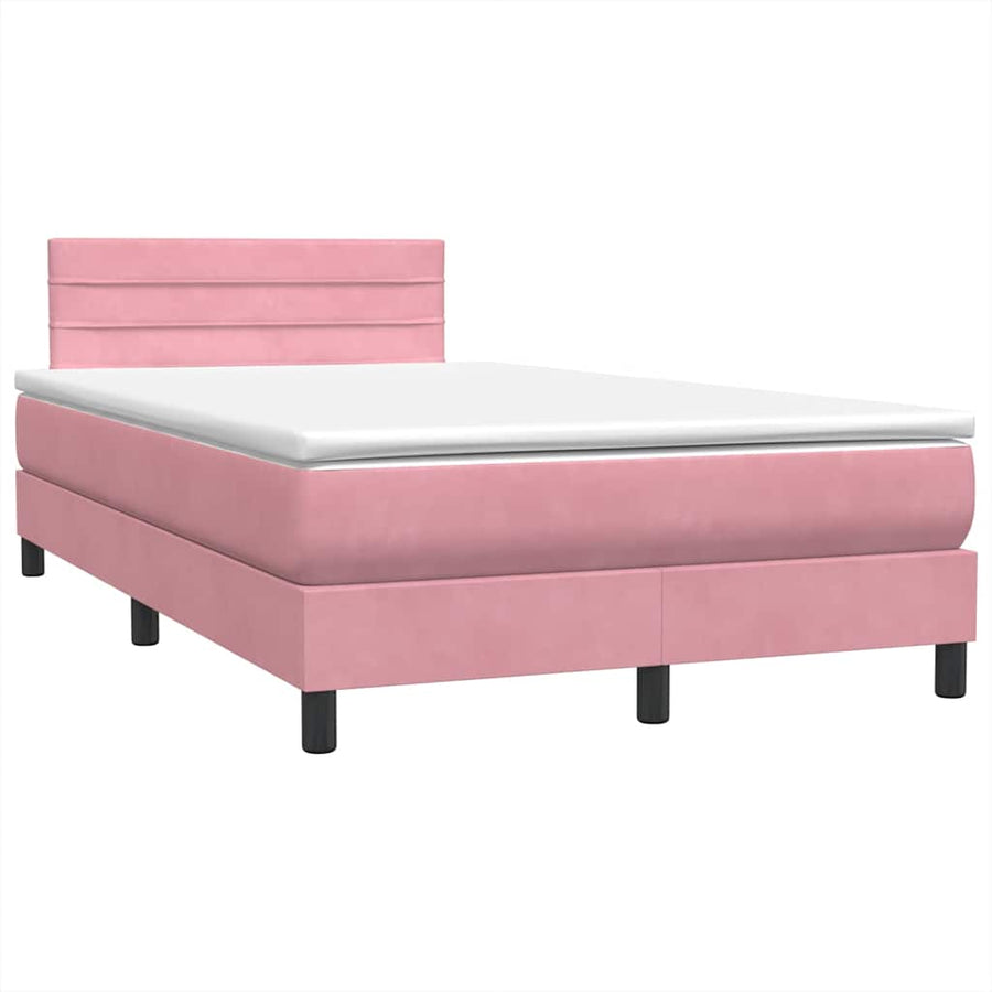 Boxspring met matras fluweel roze 120x220 cm