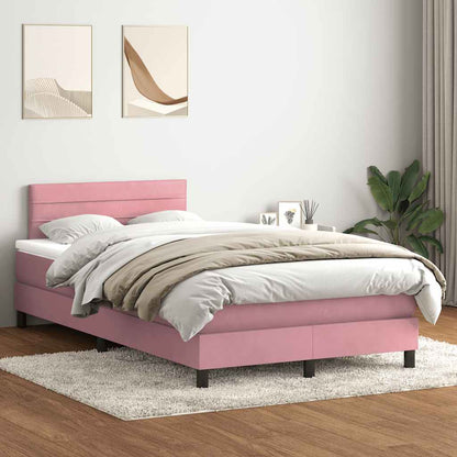 Boxspring met matras fluweel roze 120x220 cm