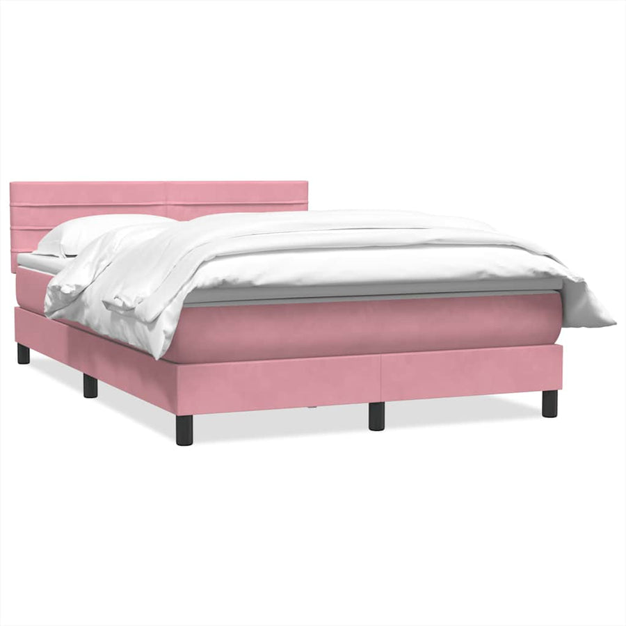 Boxspring met matras fluweel roze 140x220 cm