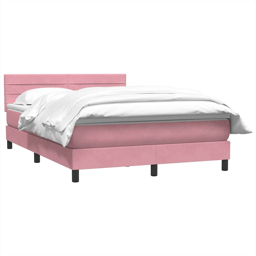 Boxspring met matras fluweel roze 140x220 cm