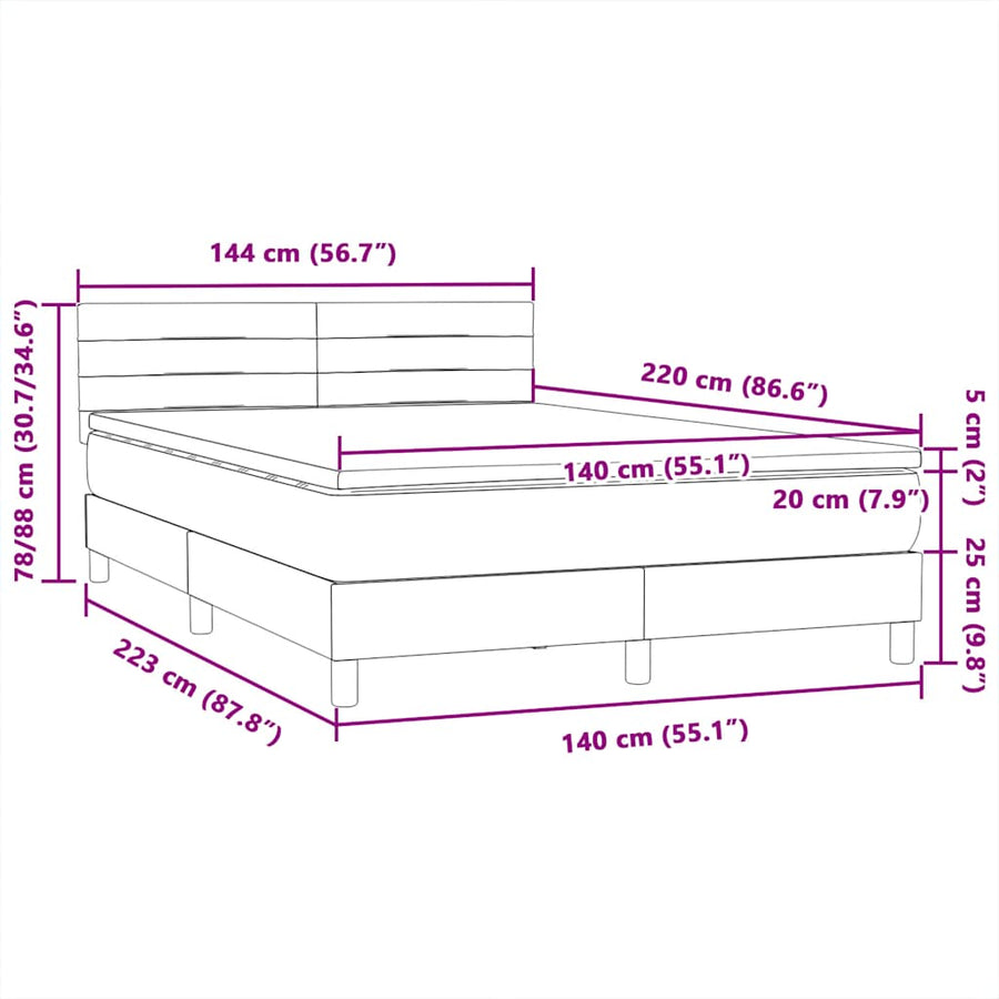 Boxspring met matras fluweel roze 140x220 cm