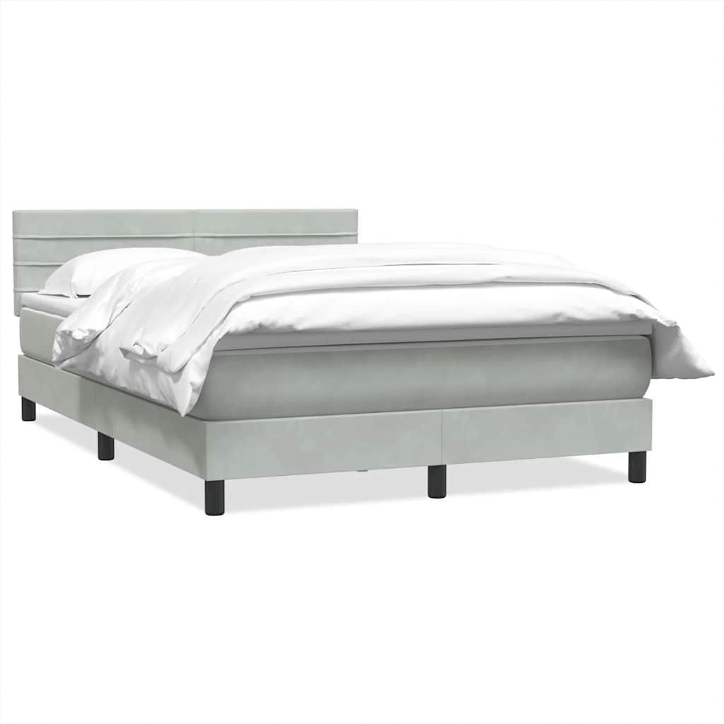 Boxspring met matras fluweel lichtgrijs 160x220 cm