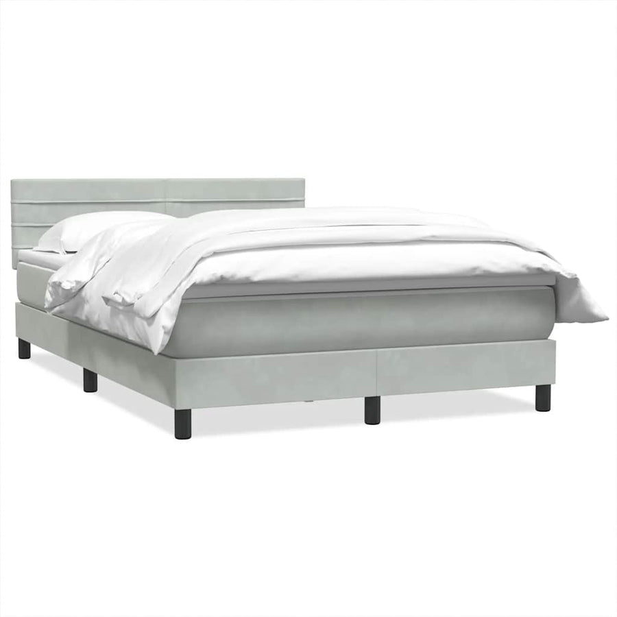 Boxspring met matras fluweel lichtgrijs 160x220 cm