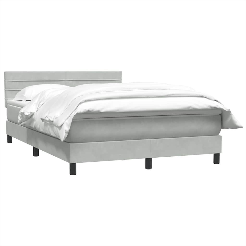 Boxspring met matras fluweel lichtgrijs 160x220 cm