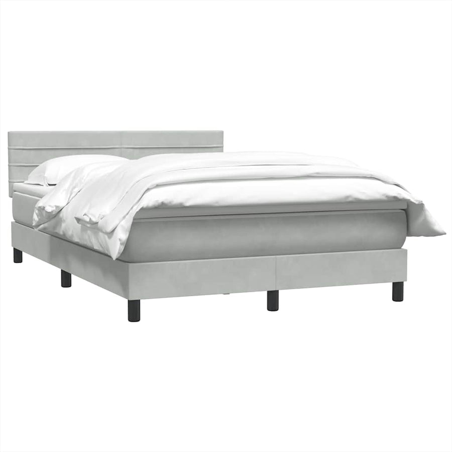 Boxspring met matras fluweel lichtgrijs 160x220 cm