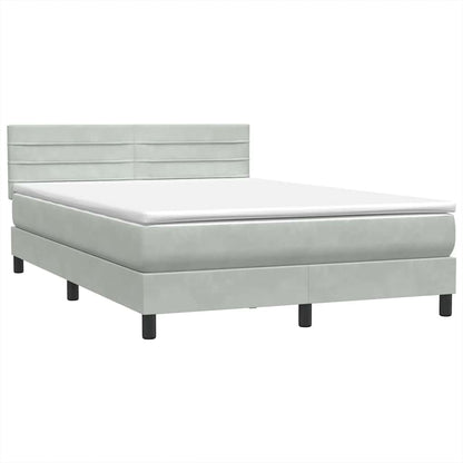 Boxspring met matras fluweel lichtgrijs 160x220 cm