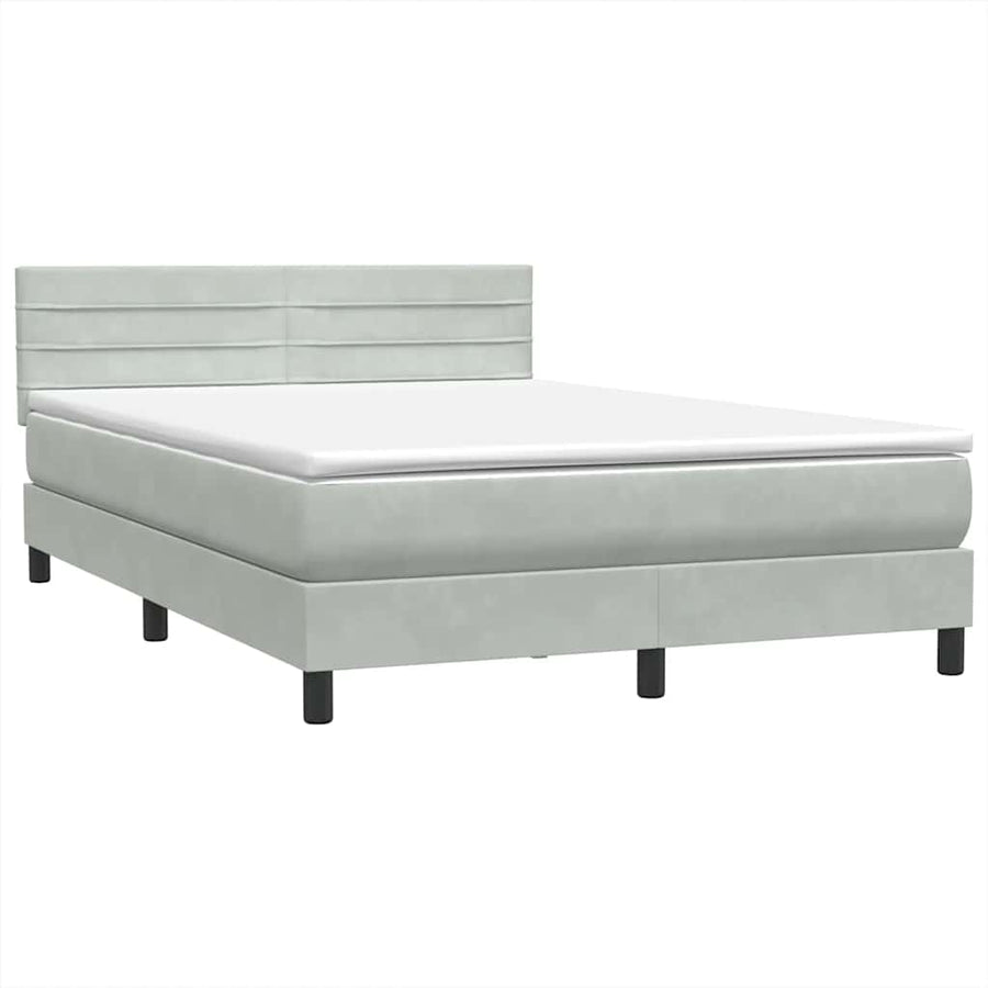 Boxspring met matras fluweel lichtgrijs 160x220 cm