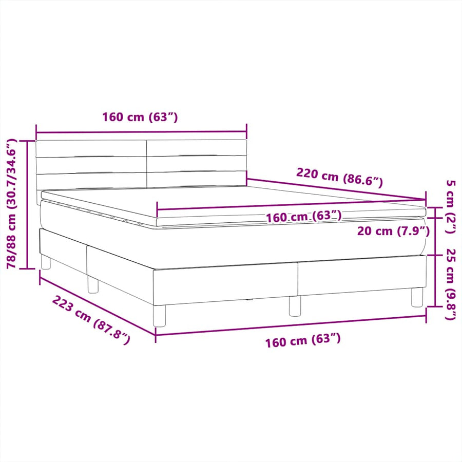 Boxspring met matras fluweel donkergroen 160x220 cm