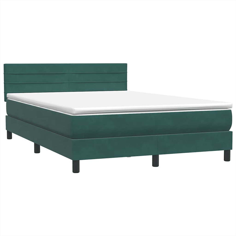 Boxspring met matras fluweel donkergroen 160x220 cm