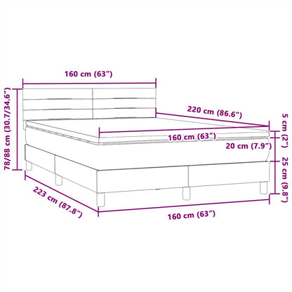 Boxspring met matras fluweel roze 160x220 cm