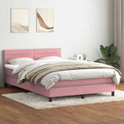 Boxspring met matras 160x220 cm fluweel roze