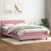 Boxspring met matras fluweel roze 160x220 cm
