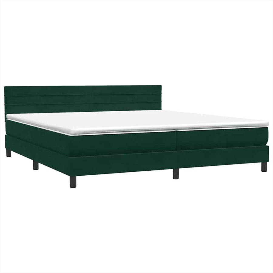 Boxspring Met Matras Fluweel 180 x 220 cm Donkergroen