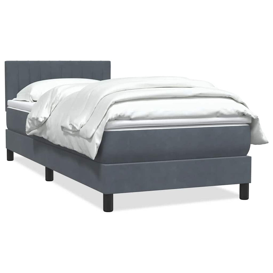Boxspring met matras fluweel donkergrijs 80x210 cm