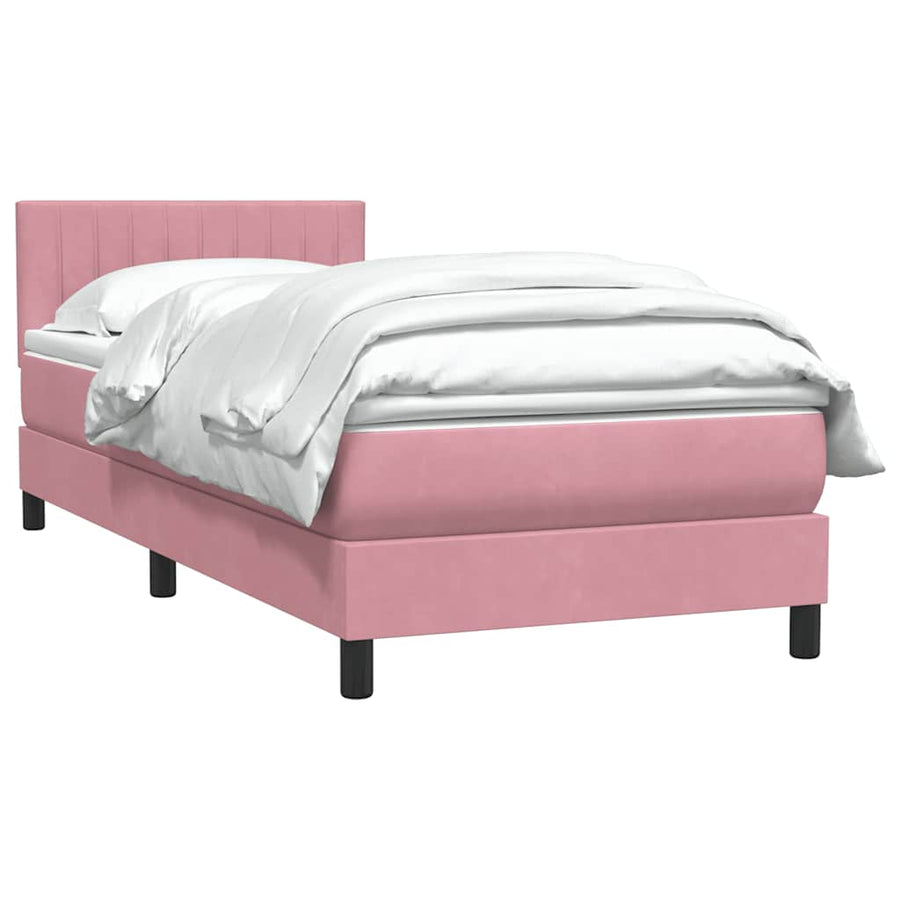Boxspring met matras fluweel roze 90x210 cm