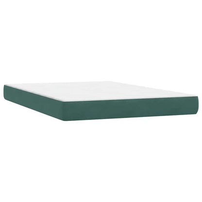 Boxspring met matras fluweel donkergroen 140x210 cm