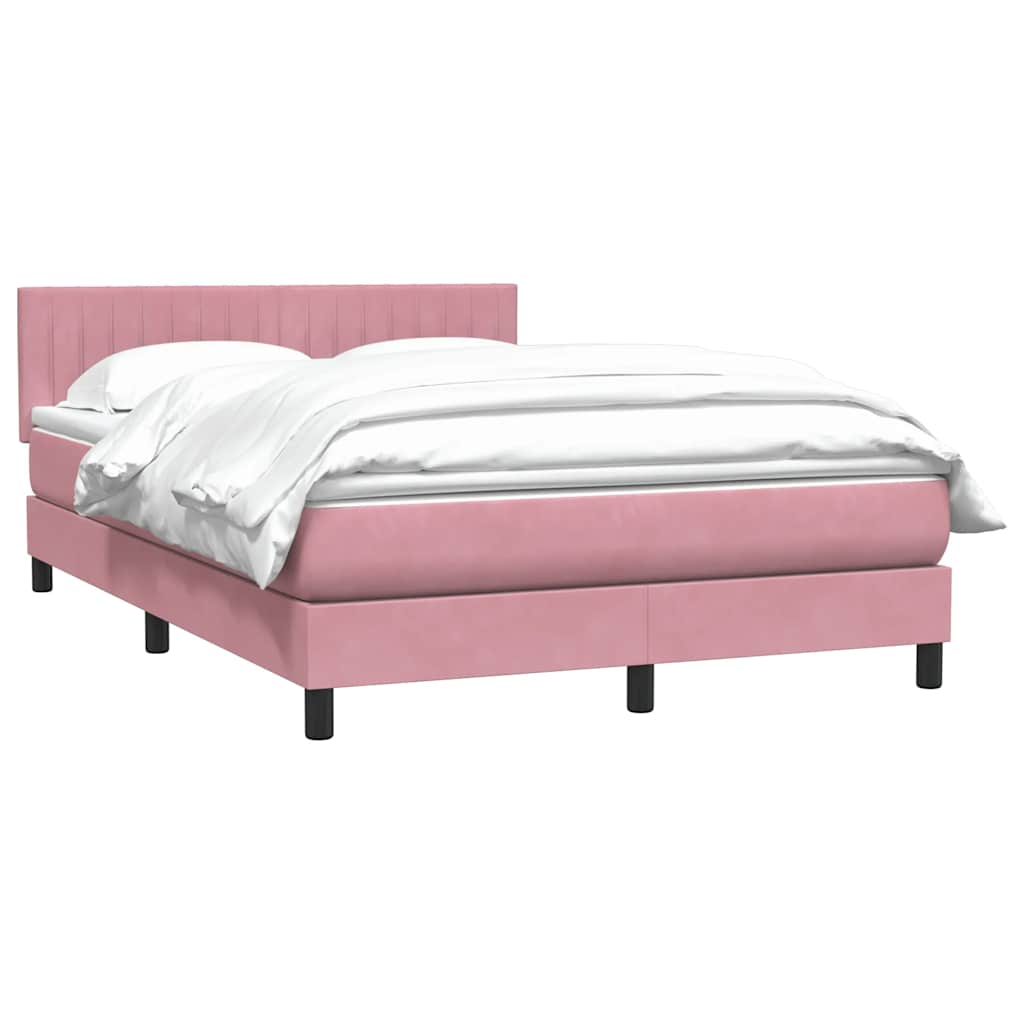 Boxspring met matras fluweel roze 140x210 cm