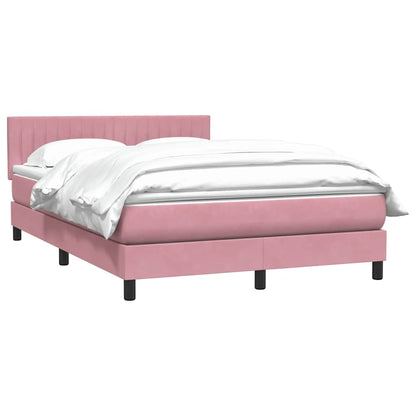 Boxspring met matras fluweel roze 140x210 cm