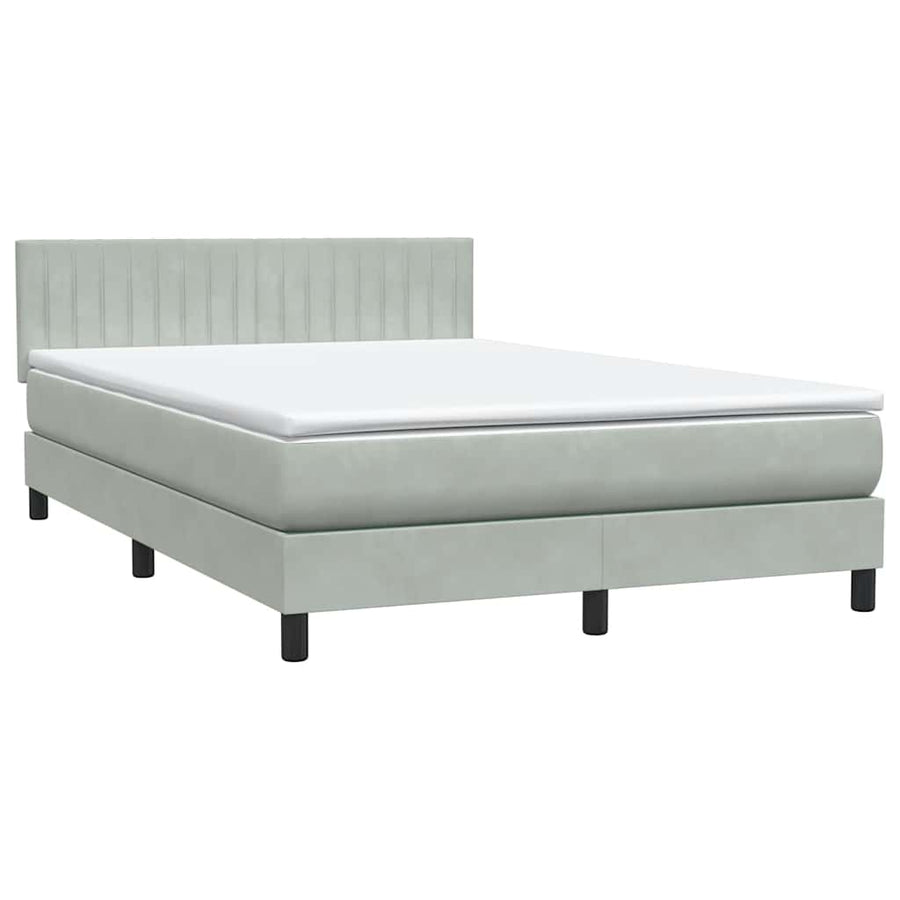 Boxspring met matras fluweel lichtgrijs 160x210 cm