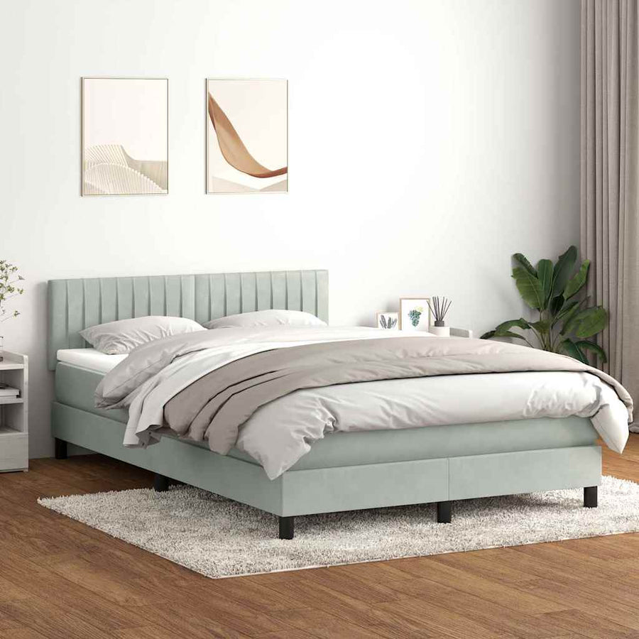 Boxspring met matras fluweel lichtgrijs 160x210 cm