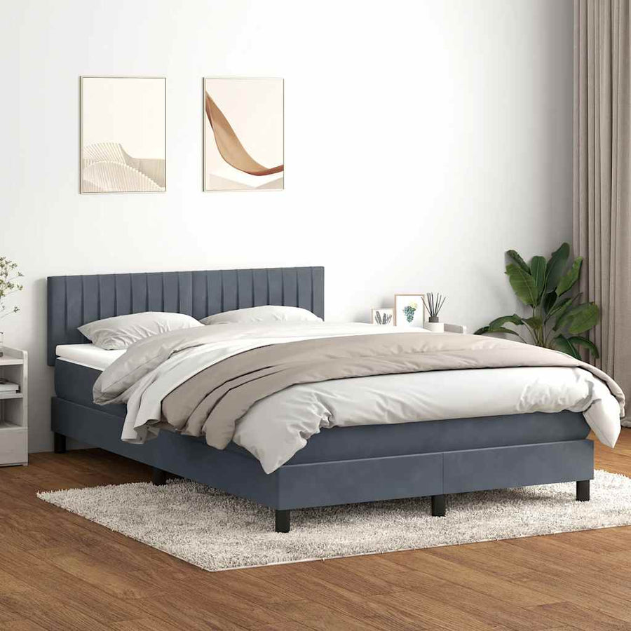 Boxspring met matras fluweel donkergrijs 160x210 cm