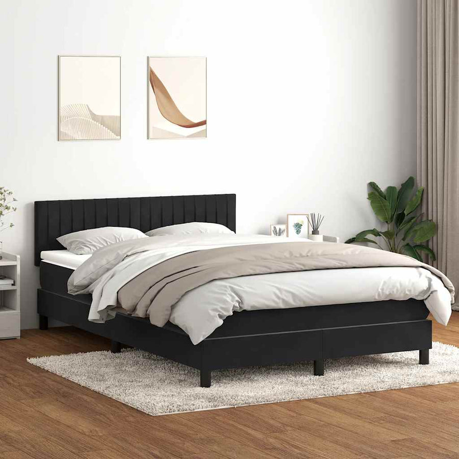 Boxspring met matras fluweel zwart 160x210 cm