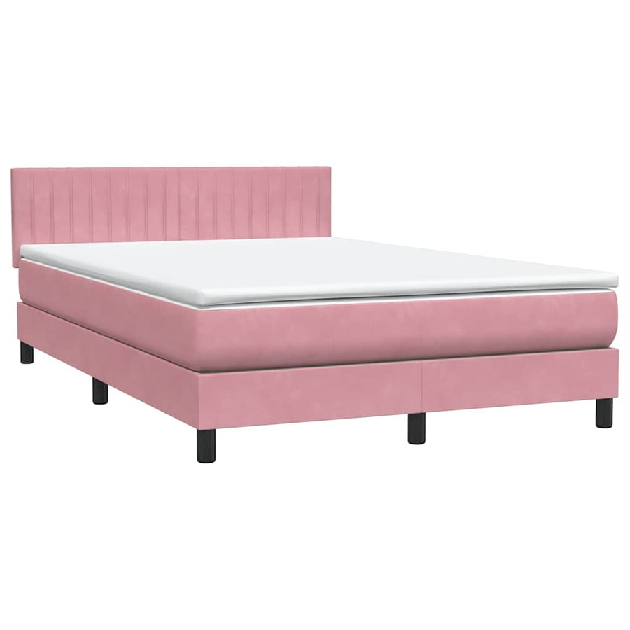 Boxspring met matras fluweel roze 160x210 cm