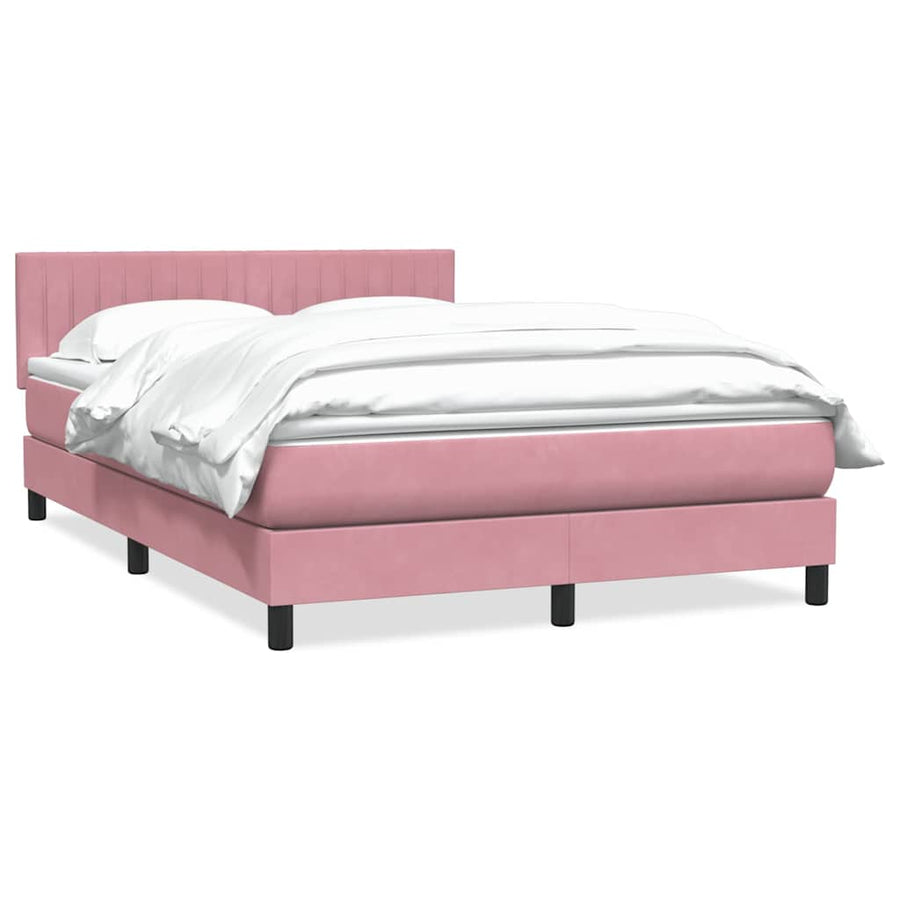 Boxspring met matras fluweel roze 160x210 cm