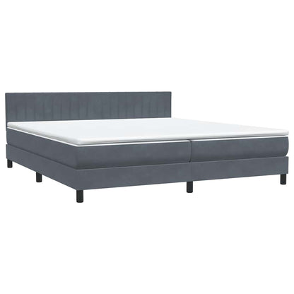 Boxspring met matras fluweel donkergrijs 180x210 cm